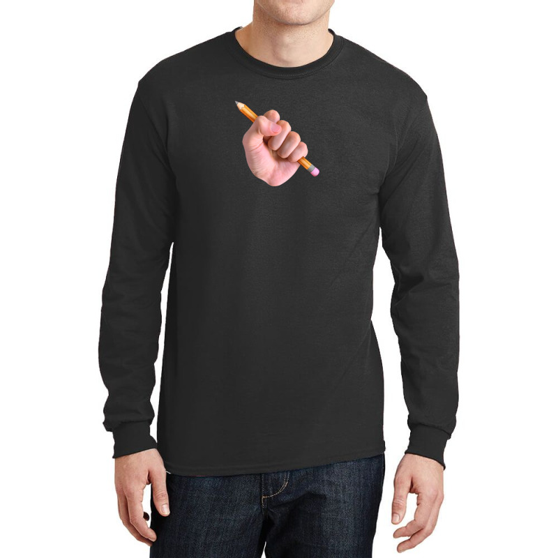 Realism X Cartoon Mashup Fist Holding Pencil Long Sleeve Shirts by cm-arts | Artistshot