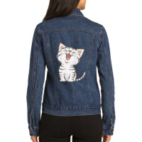 American Shorthair Happy Ladies Denim Jacket | Artistshot