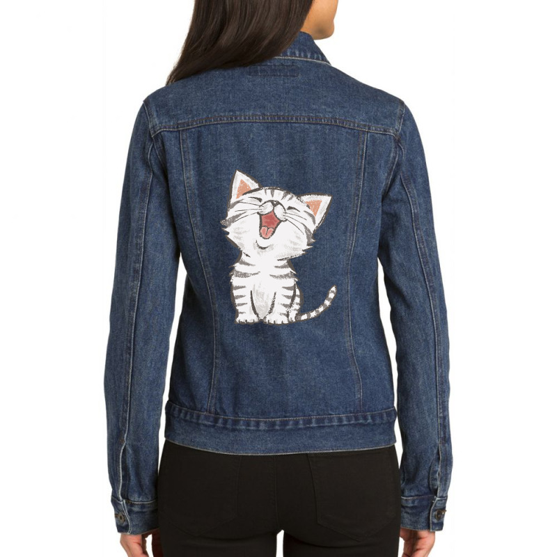 American Shorthair Happy Ladies Denim Jacket by DeniseRamsey | Artistshot