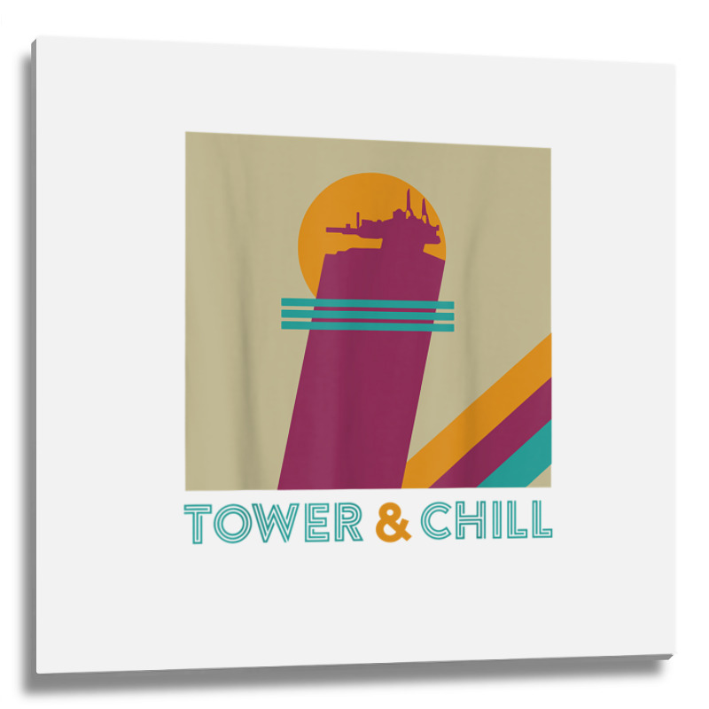 Retro Tower & Chill Tee   Gamer Titan Hunter Warlock T Shirt Metal Print Square | Artistshot