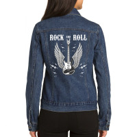 Rock And Roll Music Guitar Lovers Ladies Denim Jacket | Artistshot