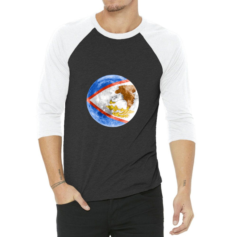 American Samoa American Samoan Flag Moon - Gift For American Samoan Fr 3/4 Sleeve Shirt by HeatherThomas | Artistshot