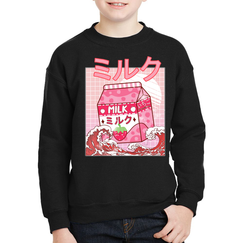 Strawberry Milk Pink Japanese Retro 90s Anime Kawaii Girls Youth Sweatshirt by cm-arts | Artistshot