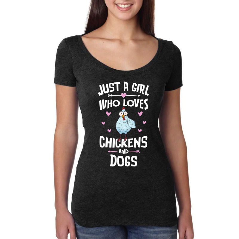 Just A Girl Who Loves Chickens And Dogs Gift Women Women's Triblend Scoop T-shirt by thangdinhsinhelf | Artistshot