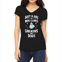 Just A Girl Who Loves Chickens And Dogs Gift Women Women's V-neck T-shirt | Artistshot