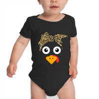 Womens Turkey Face Leopard Headband Thanksgiving Pilgrim Baby Bodysuit | Artistshot