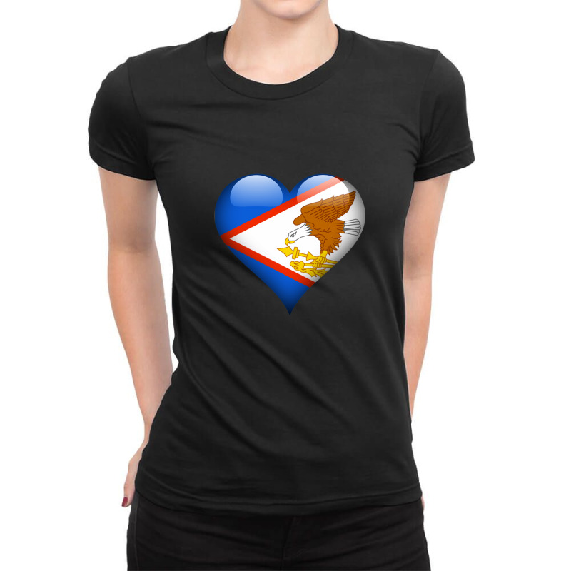 American Samoa Flag Heart Gift For American Samoan That Loves American Ladies Fitted T-Shirt by FrankJohnson | Artistshot