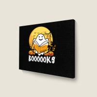 Booooks Ghost Boo Read Books Library Teacher Moon Bookworm Landscape Canvas Print | Artistshot