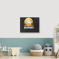 Booooks Ghost Boo Read Books Library Teacher Moon Bookworm Landscape Canvas Print | Artistshot