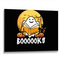 Booooks Ghost Boo Read Books Library Teacher Moon Bookworm Metal Print Horizontal | Artistshot