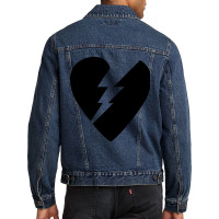 Black Broken Flash Heart Men Denim Jacket | Artistshot