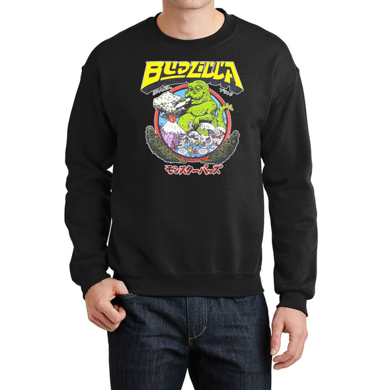 Budzilla, Budzilla Invades Hawaii, The Budzilla, Budzilla Art, Budzill Crewneck Sweatshirt | Artistshot