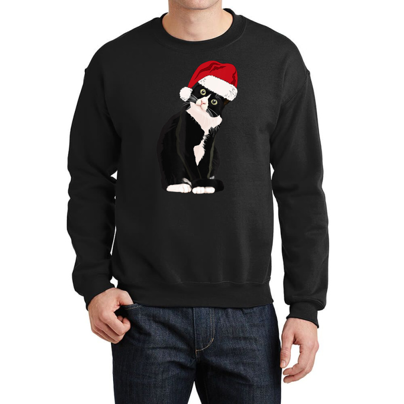 Tuxedo Cat Meow Christmas Cat Catmas Cute Tuxie Lover Crewneck Sweatshirt by cm-arts | Artistshot