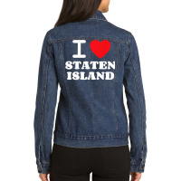 I Love Staten Island Premium T Shirt Ladies Denim Jacket | Artistshot