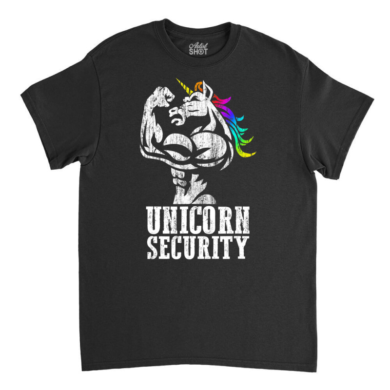 Unicorn Security Rainbow Muscle Manly Christmas Classic T-shirt | Artistshot