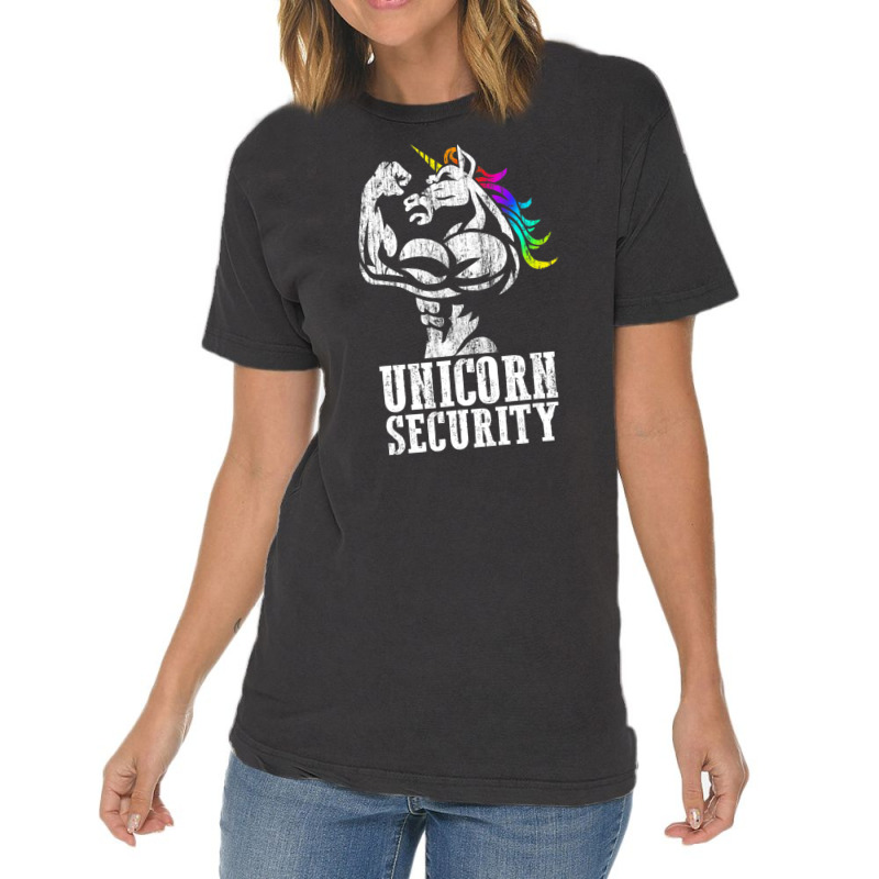 Unicorn Security Rainbow Muscle Manly Christmas Vintage T-shirt | Artistshot