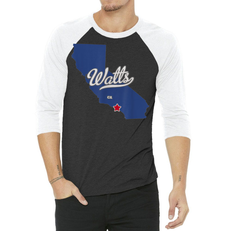 Watts California Los Angeles Ca Map T Shirt 3/4 Sleeve Shirt | Artistshot