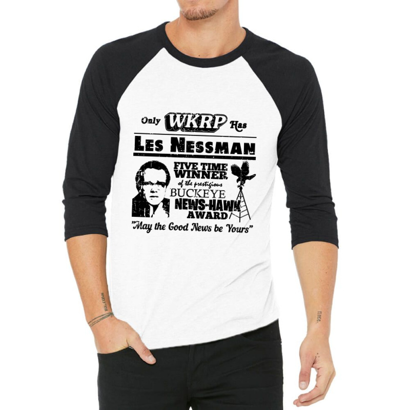 Les Nessman, Buckeye News Award, Distressed   Wkrp 3/4 Sleeve Shirt | Artistshot