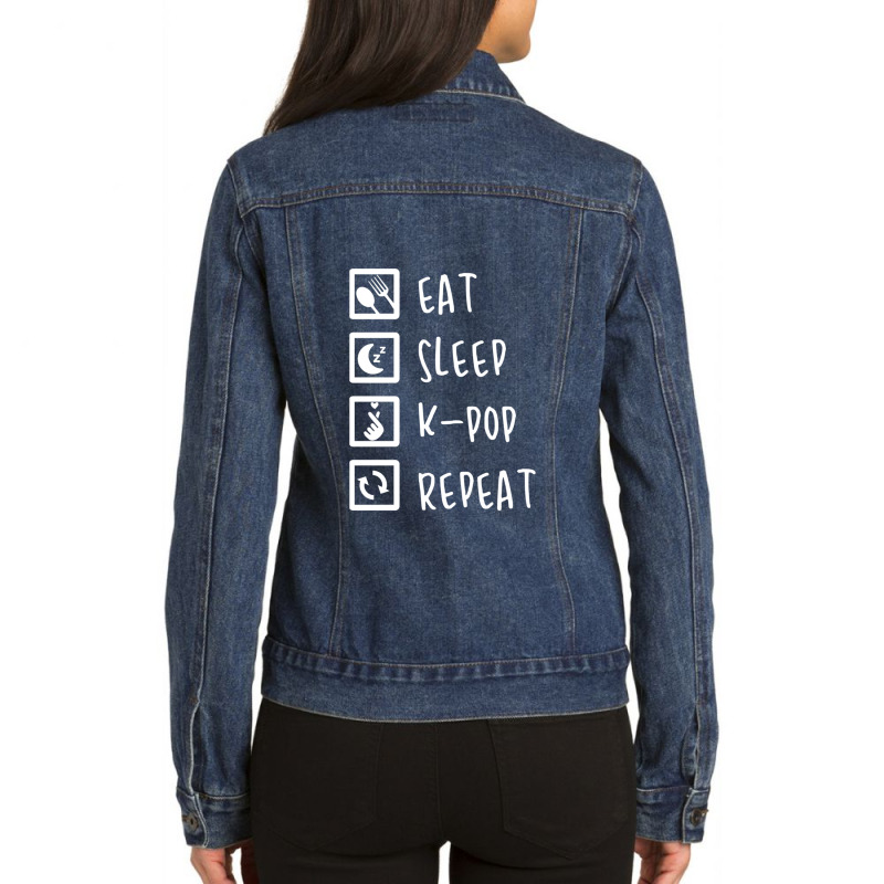 Eat Sleep K-pop Repeat Perfect Combination Music Shirt Essential Ladies Denim Jacket by DebbieElliott | Artistshot