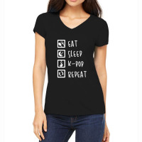 Eat Sleep K-pop Repeat Perfect Combination Music Shirt Essential Women's V-neck T-shirt | Artistshot