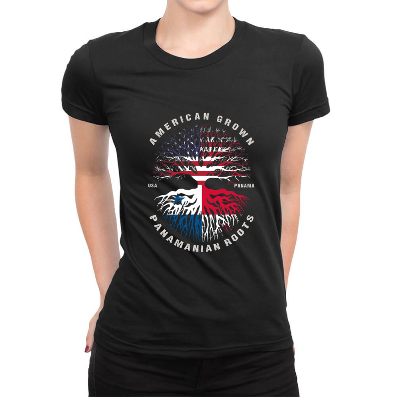 American Grown Panamanian Roots Panama Flag Ladies Fitted T-Shirt by WilmaMorgan | Artistshot