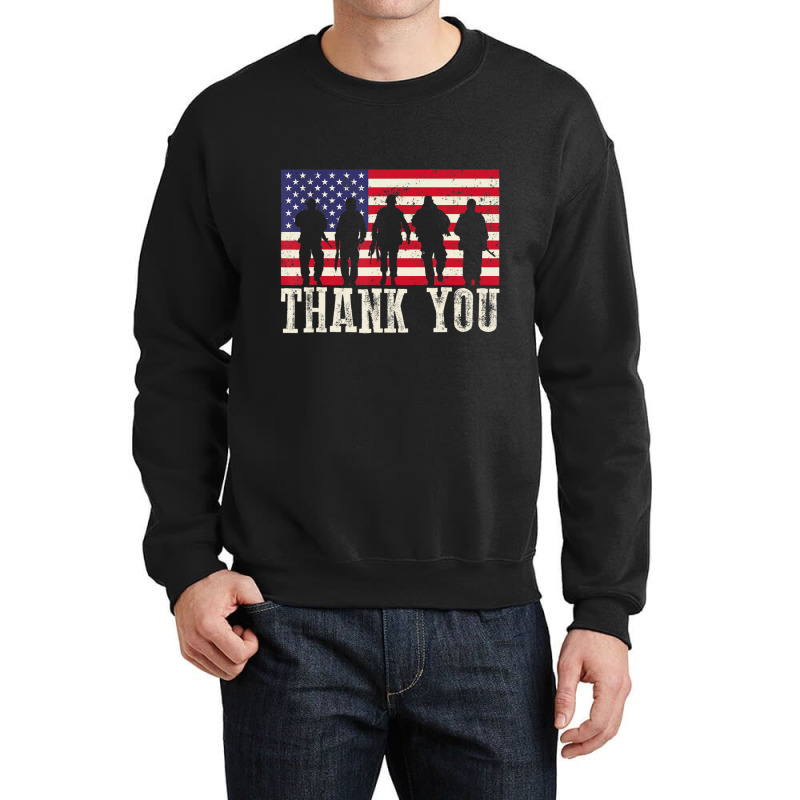 Patriotic American Flag Thank You Women Kid Girl Boy Crewneck Sweatshirt | Artistshot