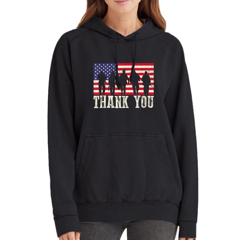 Patriotic American Flag Thank You Women Kid Girl Boy Vintage Hoodie | Artistshot