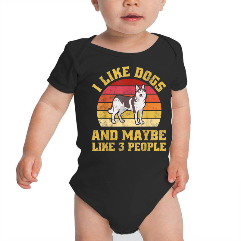 Funny Pets Animal Siberian Husky Dog Vintage Retro Sunset Baby Bodysuit by Clinical | Artistshot