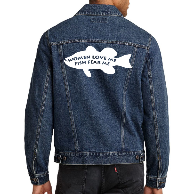 Woman Love Me Fish Fear Me Men Denim Jacket by cm-arts | Artistshot