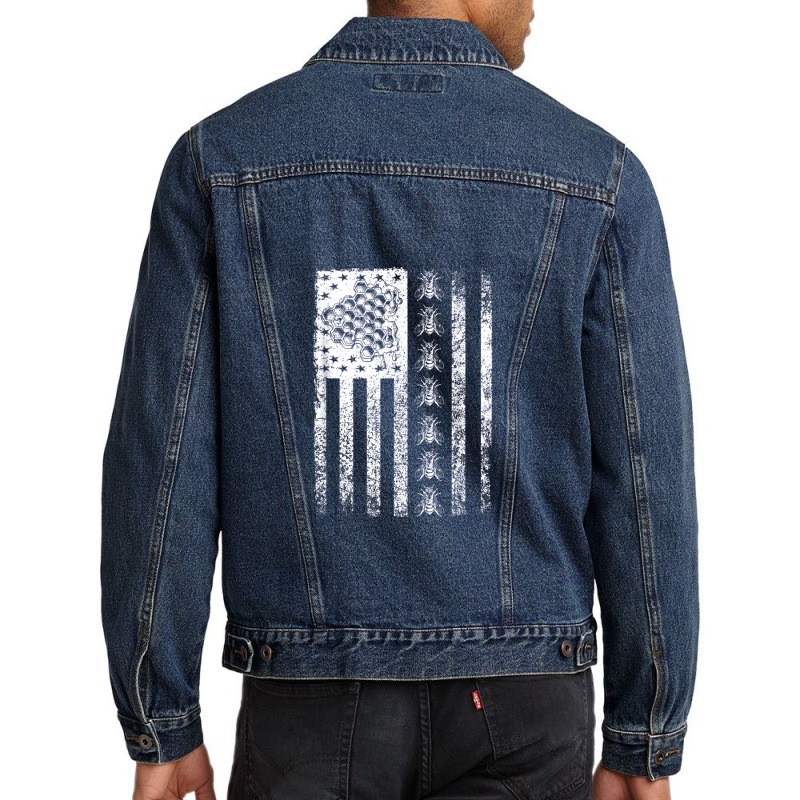 Bee Flag Honey Bees Keeper Lover Beekeeping Bee Themed Men Denim Jacket | Artistshot