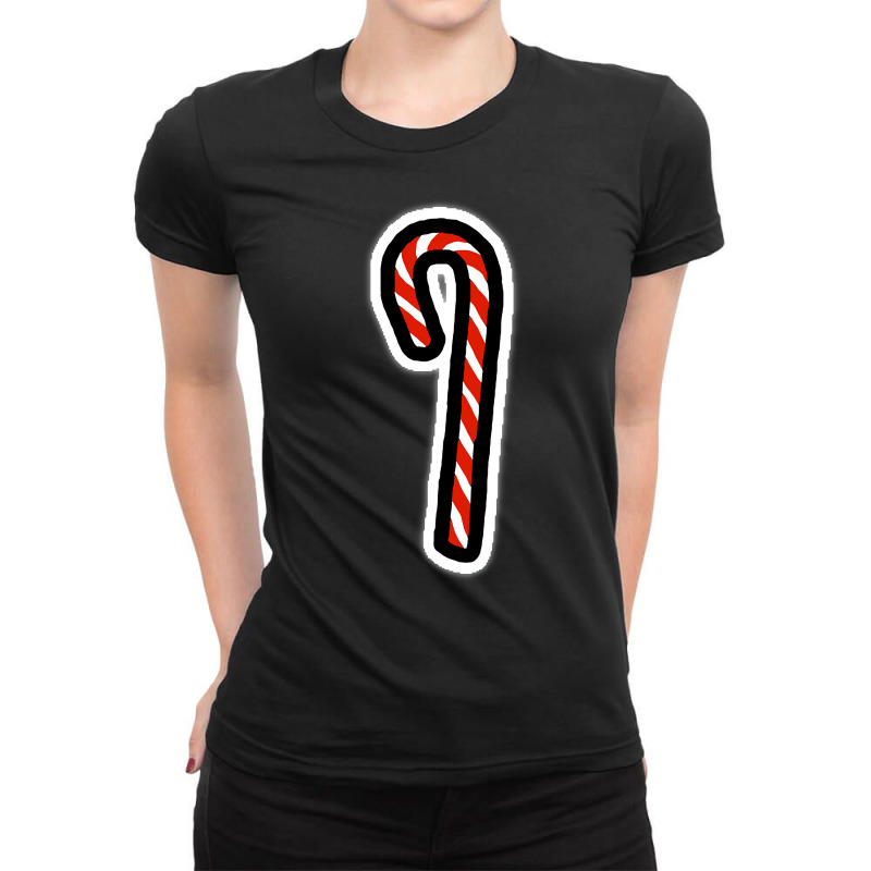 A Candy Cane For Christmas Minimal Art Ladies Fitted T-Shirt by Oreilly Ulrich | Artistshot