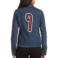 A Candy Cane For Christmas Minimal Art Ladies Denim Jacket | Artistshot