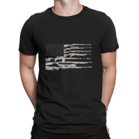 Big American Flag With Machine Guns 2a Flag T-shirt | Artistshot