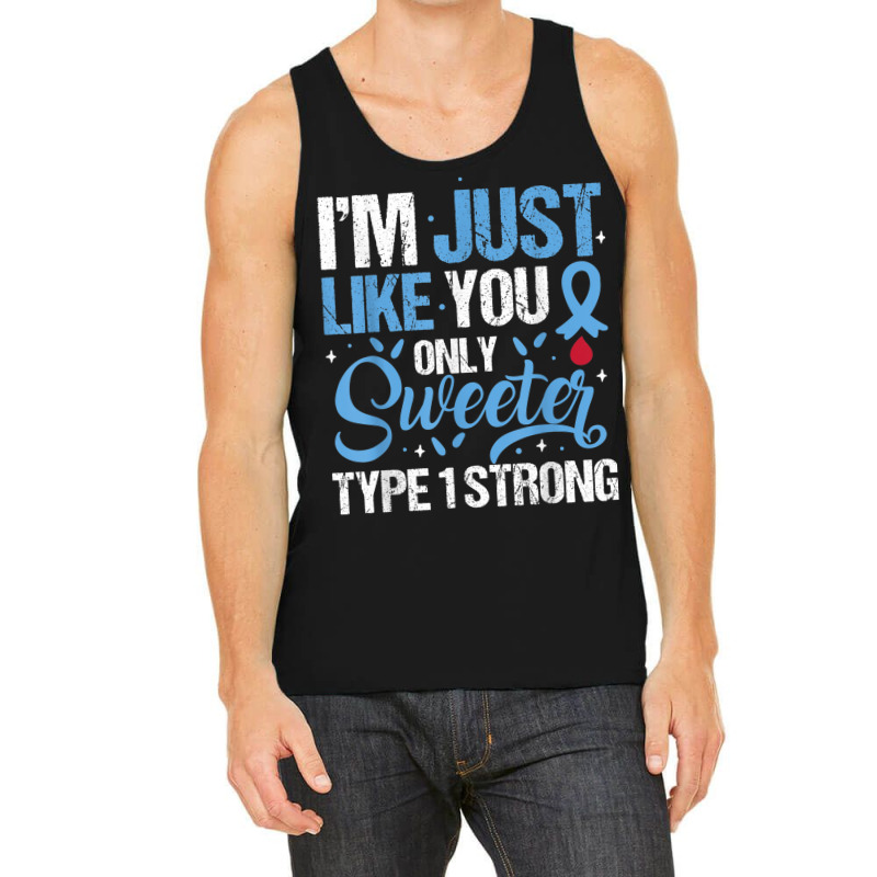 Type 1 Strong T1d Warrior Diabetes Awareness Blue Ribbon Tank Top | Artistshot