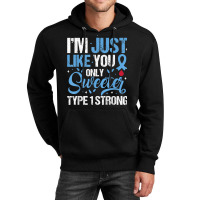 Type 1 Strong T1d Warrior Diabetes Awareness Blue Ribbon Unisex Hoodie | Artistshot