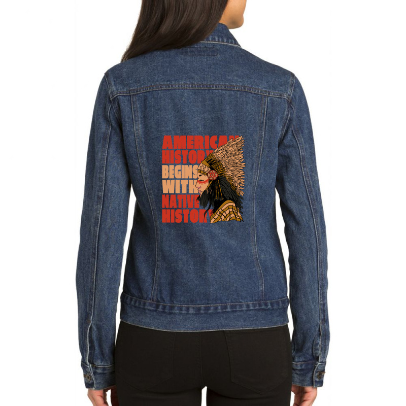 American History Is Native History Ladies Denim Jacket by RichardLopez | Artistshot