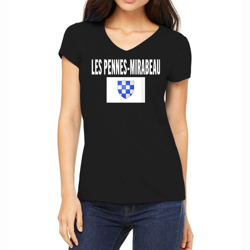 Les Pennes Mirabeau Flag National France Pride Gift Women's V-Neck T-Shirt by Clinical | Artistshot