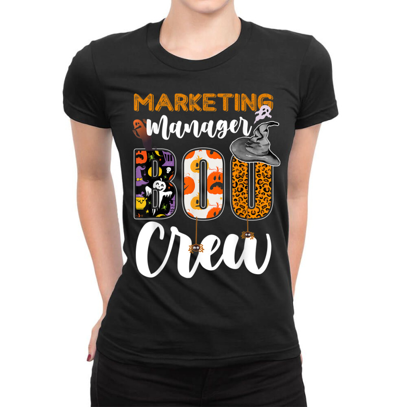 Marketing Manager Boo Crew Halloween Matching Marketer Ladies Fitted T-Shirt by August | Artistshot