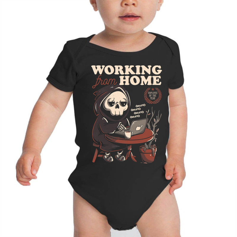 Working From Home Office Grim Reaper Skull Cute Halloween T Shirt Baby Bodysuit | Artistshot