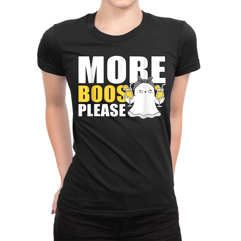 More Boos Please Funny Halloween Drinking Ghost Drunk Ladies Fitted T-Shirt by August | Artistshot