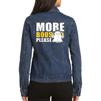 More Boos Please Funny Halloween Drinking Ghost Drunk Ladies Denim Jacket | Artistshot