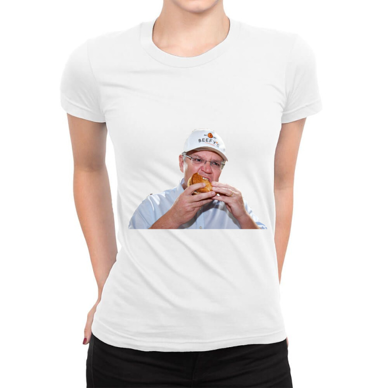 Scott Morrison Having A Munch Ladies Fitted T-Shirt by cm-arts | Artistshot