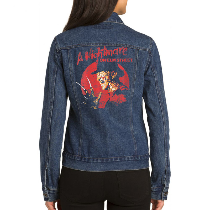 Womens A Nightmare On Elm Street Freddy Circle V-neck Ladies Denim Jacket by mckeebeckett3l9yxd | Artistshot