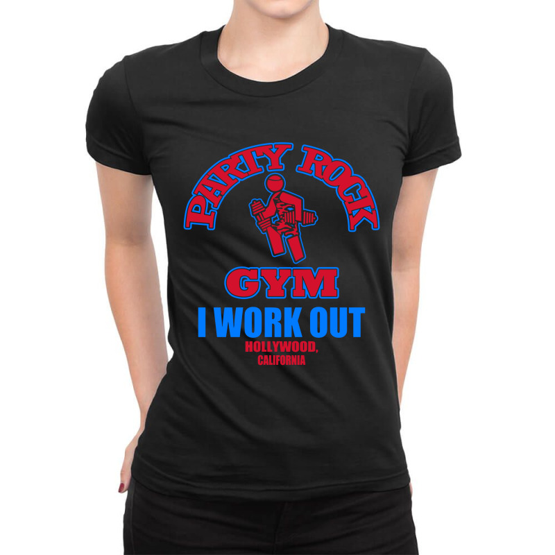 Party Rock Gym I Work Out Ladies Fitted T-Shirt by Bakwan Art | Artistshot