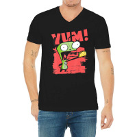 Invader Zim Gir Screaming Yum! Taco Portrait V-neck Tee | Artistshot