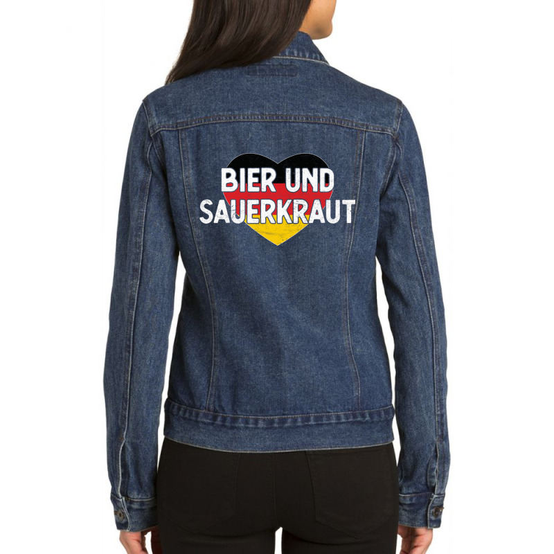 Bier Und Sauerkraut Oktoberfest Long Sleeve T Ladies Denim Jacket by cm-arts | Artistshot