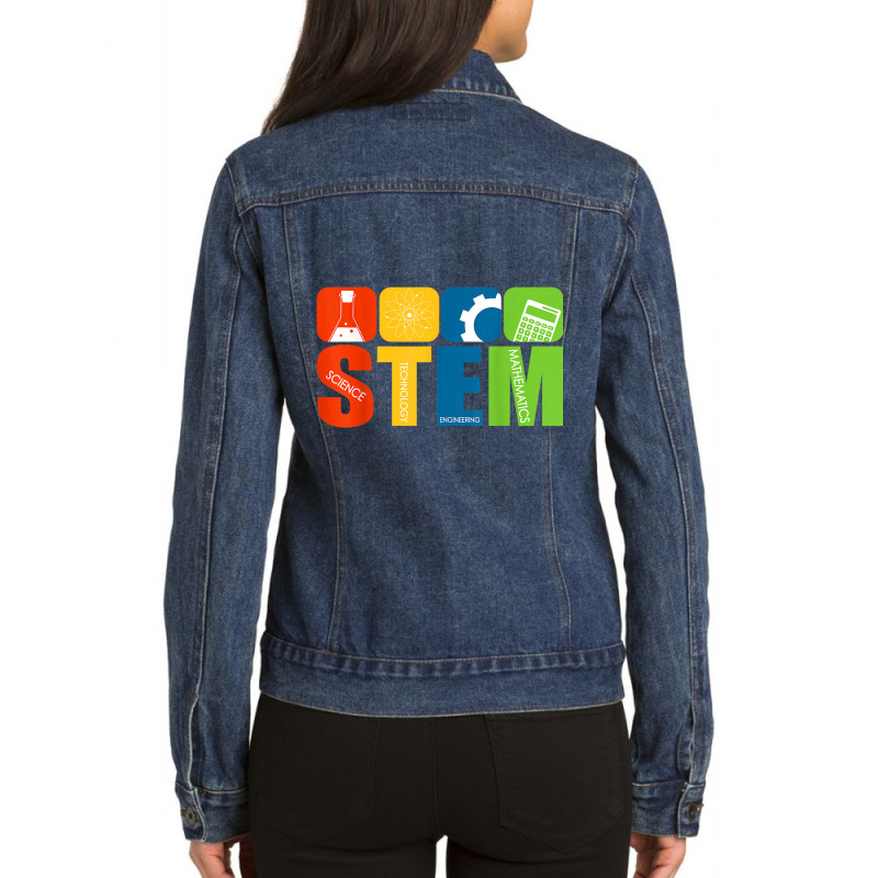 Stem Teacher Science Technology Engineering Math Ladies Denim Jacket by dirije | Artistshot