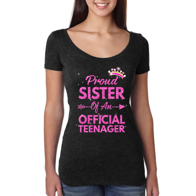 Proud Sister Official Teenager 13th Birthday 13 Year Old Women's Triblend Scoop T-shirt by cm-arts | Artistshot