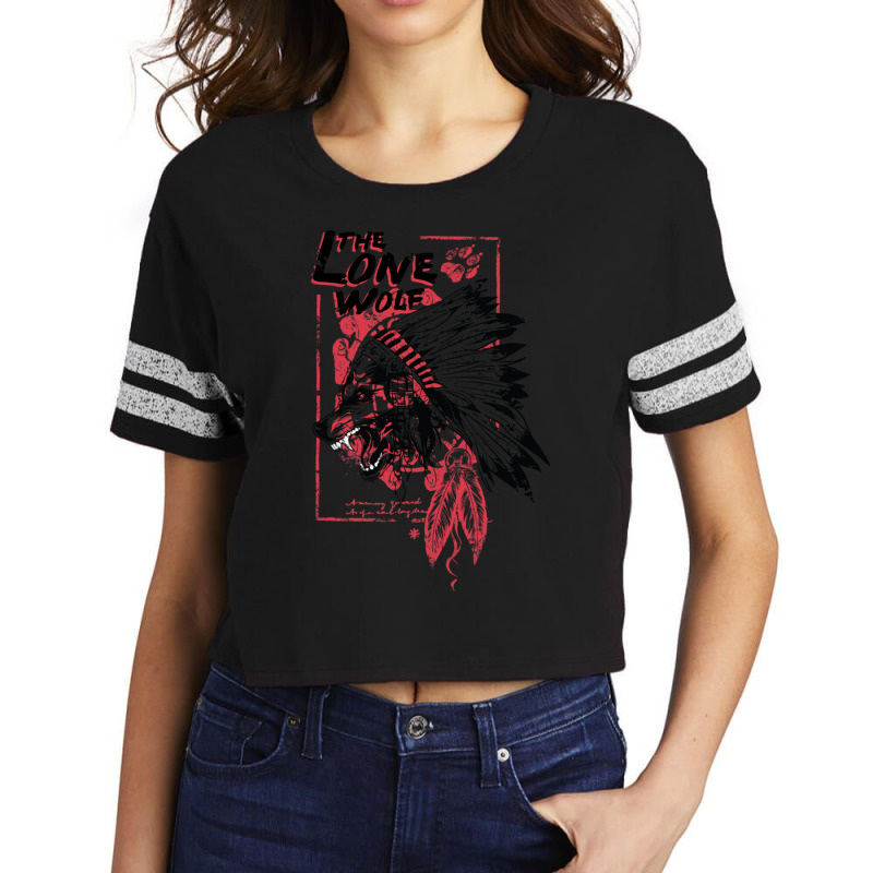 Lonely Wolf Indian Shirt Premium Scorecard Crop Tee by cm-arts | Artistshot