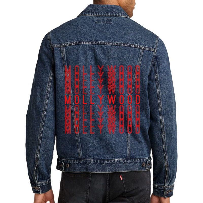 Mollywood Malayalam Indian Movies Repeating Red Text Gift Men Denim Jacket by cm-arts | Artistshot